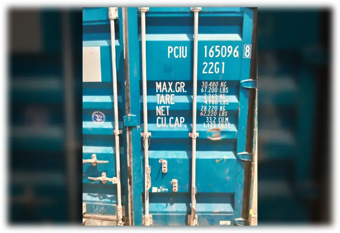 Container sealed for export